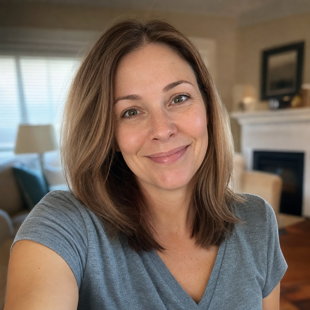 Primo piano selfie informale di Rachel M., collaboratrice per skincare e bellezza
