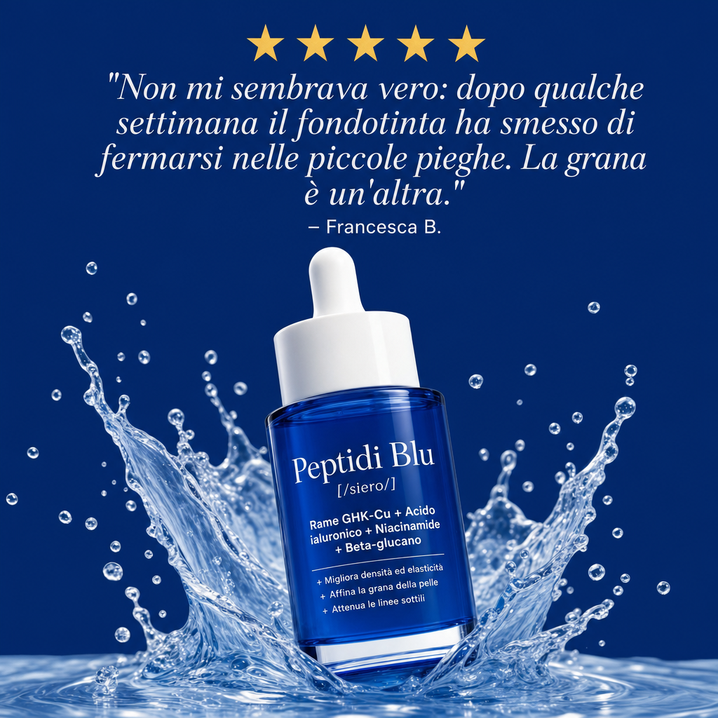 Card con recensione a cinque stelle di una cliente sul siero